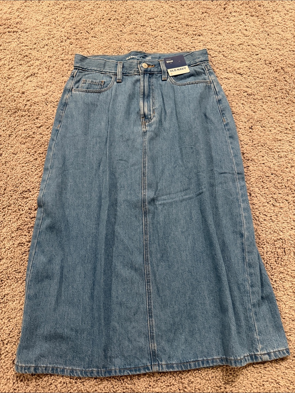 Old Navy Blue Denim Flare Maxi Skirt